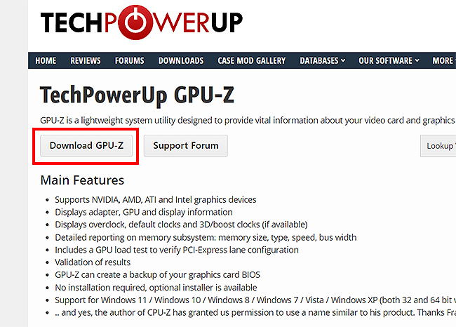 techpowerup-gpu-z-프로그램-페이지