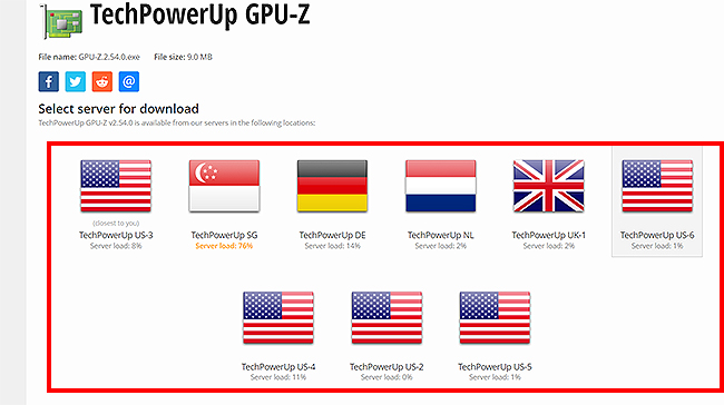 gpu-z-서버-선택-페이지