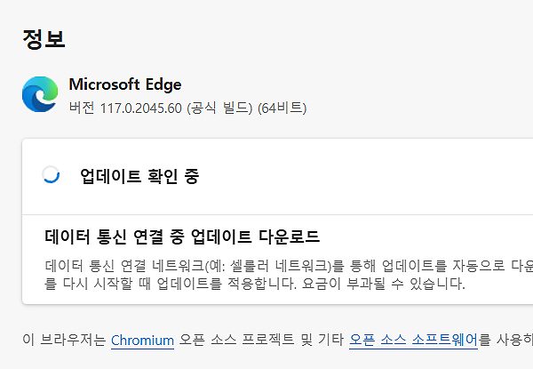 엣지 최신 버전 확인 및 업데이트 진행하기