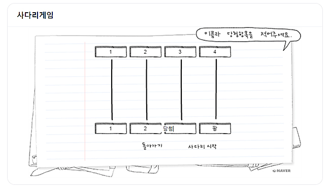 네이버-사다리타기-이름-항목-정하기