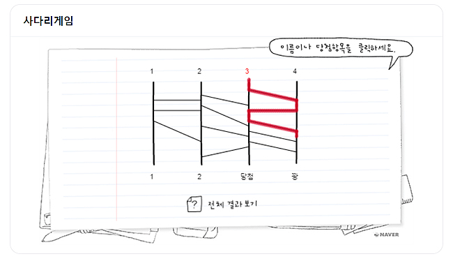 네이버-사다리게임-꽝-당첨-결과